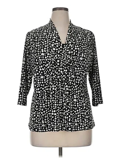 Pre-owned Kim Rogers 3/4 Sleeve Blouse In Black