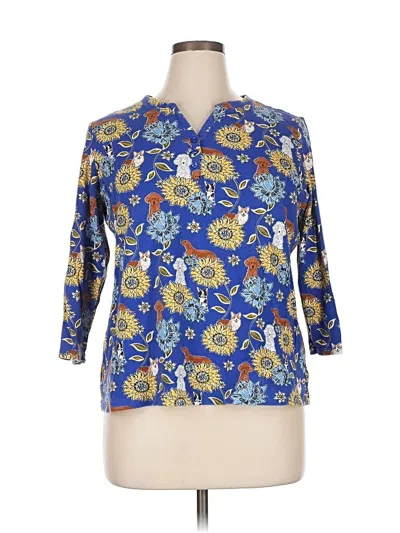 Pre-owned Kim Rogers 3/4 Sleeve Blouse In Blue