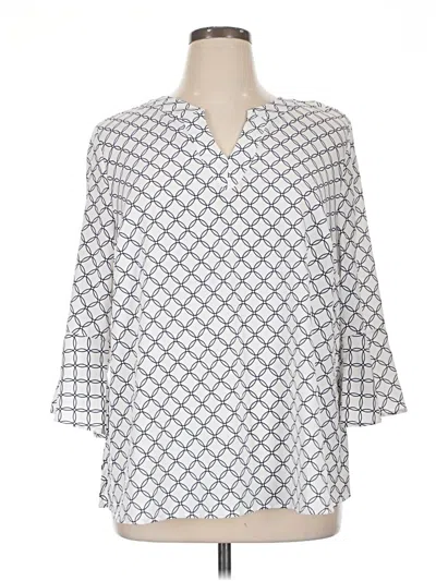 Pre-owned Kim Rogers 3/4 Sleeve Blouse In Blue