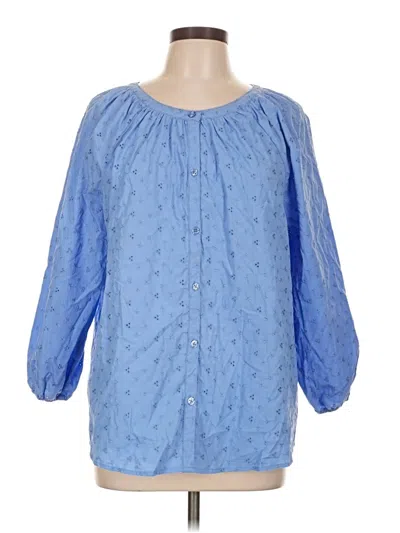 Pre-owned Kim Rogers 3/4 Sleeve Blouse In Blue
