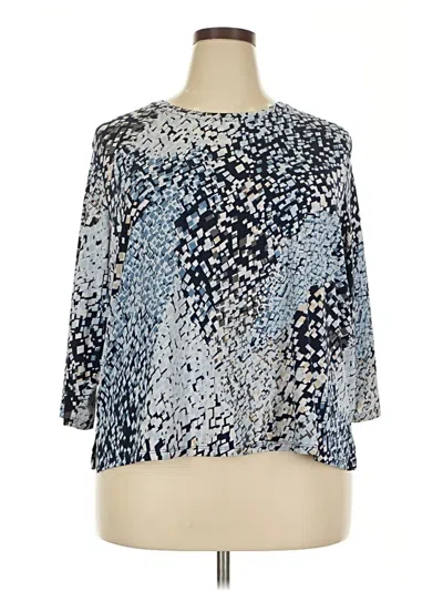 Pre-owned Kim Rogers 3/4 Sleeve Blouse In Blue