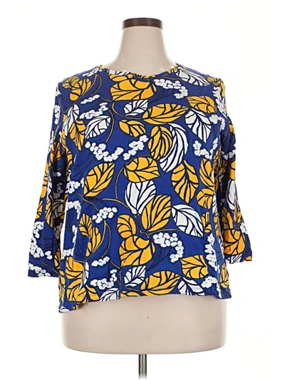 Pre-owned Kim Rogers 3/4 Sleeve Blouse In Blue