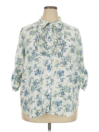 Pre-owned Kim Rogers 3/4 Sleeve Blouse In Blue