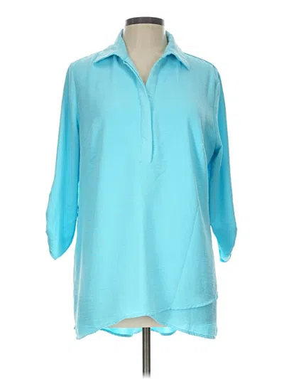 Pre-owned Kim Rogers 3/4 Sleeve Blouse In Blue