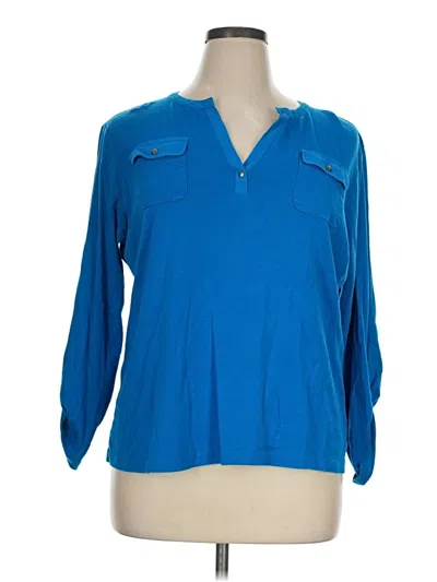 Pre-owned Kim Rogers 3/4 Sleeve Blouse In Blue