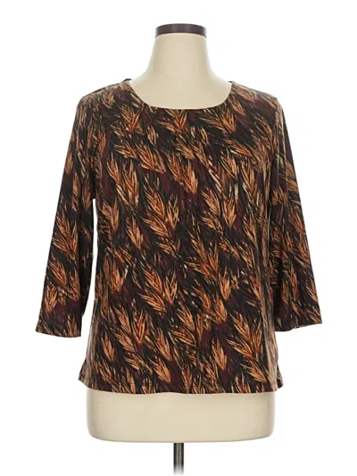 Pre-owned Kim Rogers 3/4 Sleeve Blouse In Brown