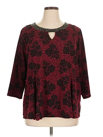 Pre-owned Kim Rogers 3/4 Sleeve Blouse In Burgundy