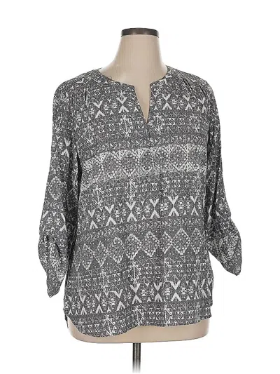 Pre-owned Kim Rogers 3/4 Sleeve Blouse In Gray