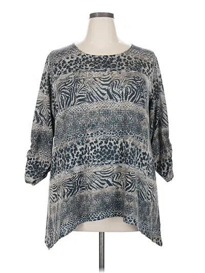 Pre-owned Kim Rogers 3/4 Sleeve Blouse In Gray