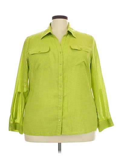 Pre-owned Kim Rogers 3/4 Sleeve Blouse In Green