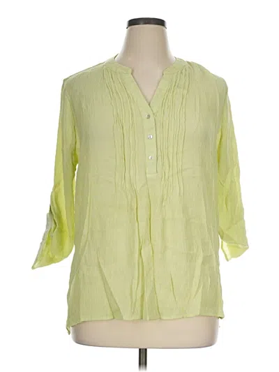 Pre-owned Kim Rogers 3/4 Sleeve Blouse In Green