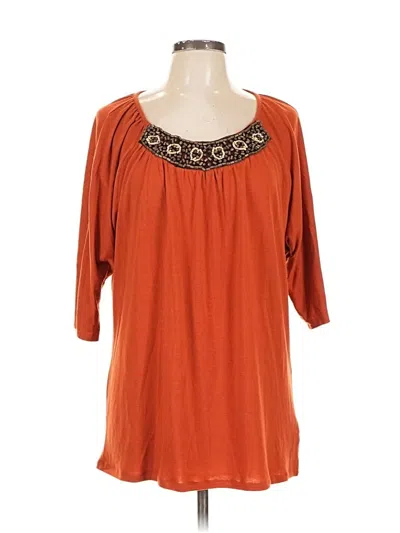 Pre-owned Kim Rogers 3/4 Sleeve Blouse In Orange
