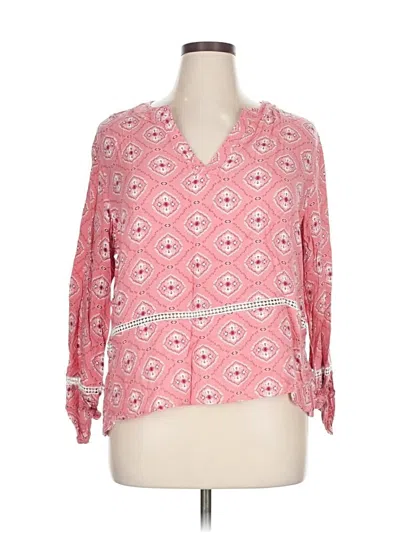 Pre-owned Kim Rogers 3/4 Sleeve Blouse In Pink