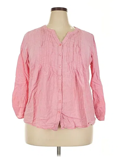 Pre-owned Kim Rogers 3/4 Sleeve Blouse In Pink