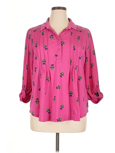 Pre-owned Kim Rogers 3/4 Sleeve Blouse In Pink