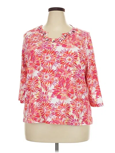 Pre-owned Kim Rogers 3/4 Sleeve Blouse In Pink