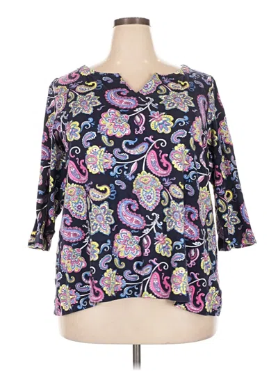 Pre-owned Kim Rogers 3/4 Sleeve Blouse In Purple