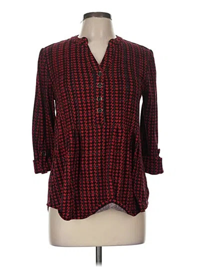 Pre-owned Kim Rogers 3/4 Sleeve Blouse In Red