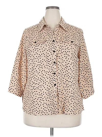 Pre-owned Kim Rogers 3/4 Sleeve Blouse In Tan