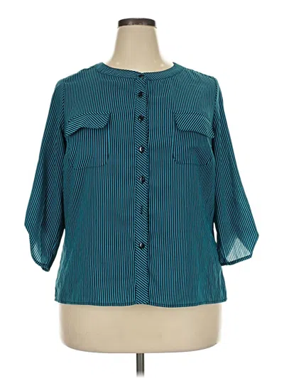 Pre-owned Kim Rogers 3/4 Sleeve Blouse In Teal