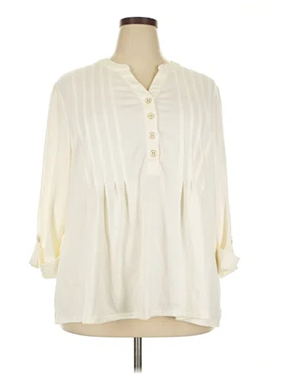 Pre-owned Kim Rogers 3/4 Sleeve Blouse In White