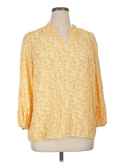 Pre-owned Kim Rogers 3/4 Sleeve Blouse In Yellow