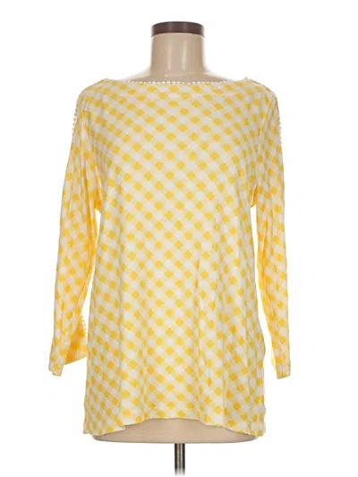 Pre-owned Kim Rogers 3/4 Sleeve Blouse In Yellow