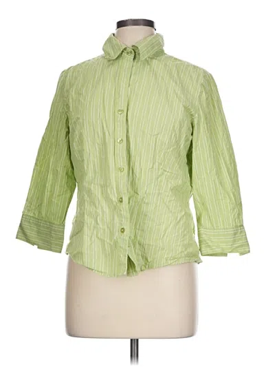 Pre-owned Kim Rogers 3/4 Sleeve Button Down Shirt In Green