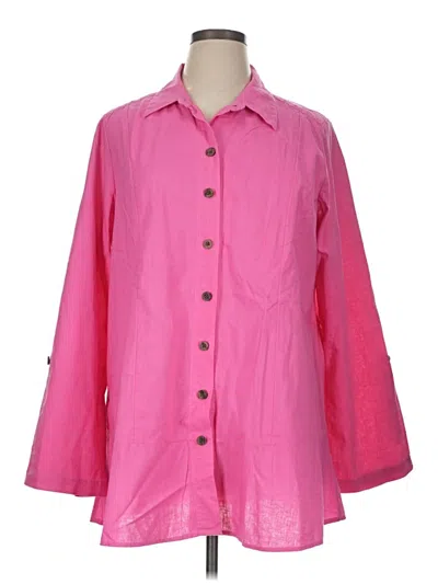 Pre-owned Kim Rogers 3/4 Sleeve Button Down Shirt In Pink