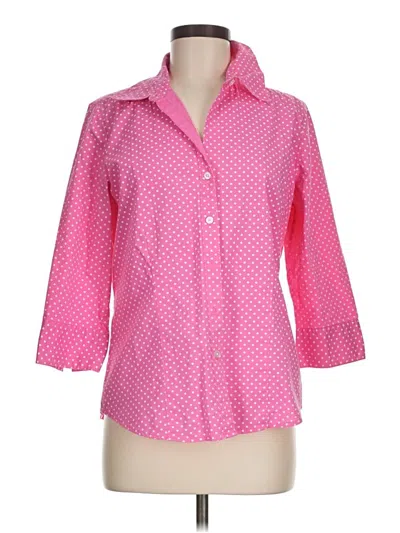 Pre-owned Kim Rogers 3/4 Sleeve Button Down Shirt In Pink
