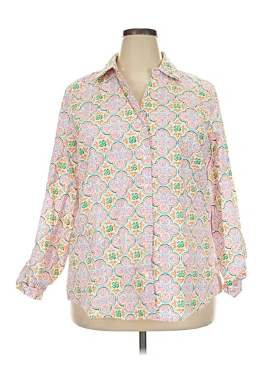 Pre-owned Kim Rogers 3/4 Sleeve Button Down Shirt In Pink