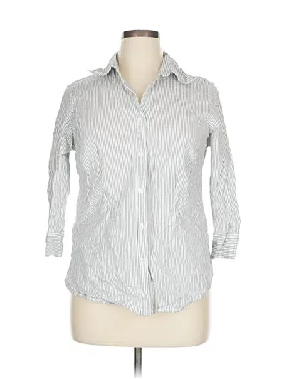 Pre-owned Kim Rogers 3/4 Sleeve Button Down Shirt In Silver