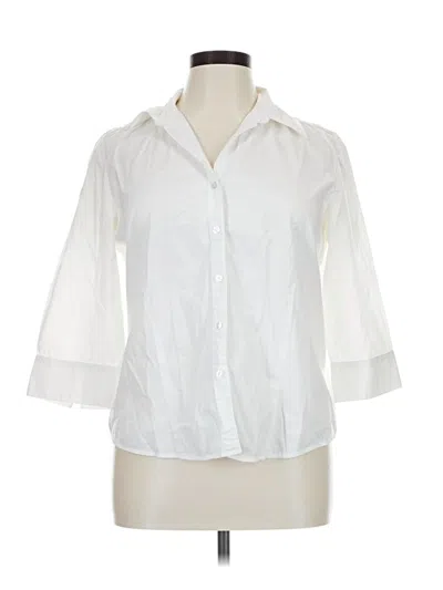 Pre-owned Kim Rogers 3/4 Sleeve Button Down Shirt In White