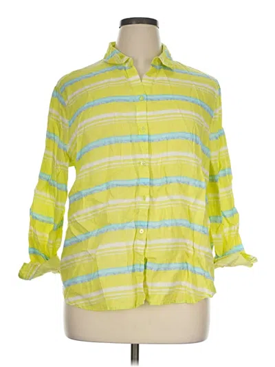 Pre-owned Kim Rogers 3/4 Sleeve Button Down Shirt In Yellow