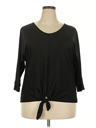 Pre-owned Kim Rogers 3/4 Sleeve Top Black Keyhole Neckline Tops