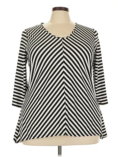 Pre-owned Kim Rogers 3/4 Sleeve Top Black V Neck Tops