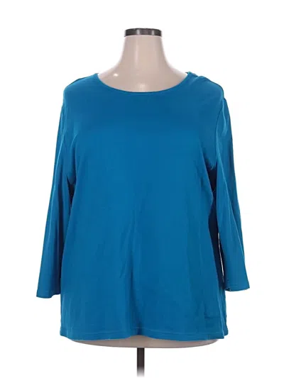 Pre-owned Kim Rogers 3/4 Sleeve Top Blue Boatneck Tops