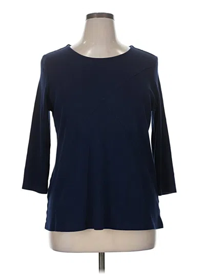 Pre-owned Kim Rogers 3/4 Sleeve Top Blue Boatneck Tops