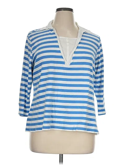 Pre-owned Kim Rogers 3/4 Sleeve Top Blue V-neck Tops