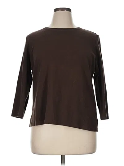 Pre-owned Kim Rogers 3/4 Sleeve Top Brown Boatneck Tops