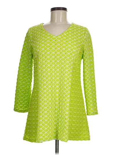 Pre-owned Kim Rogers 3/4 Sleeve Top Green V Neck Tops