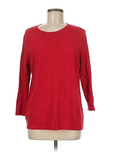 Pre-owned Kim Rogers 3/4 Sleeve Top Red Boatneck Tops