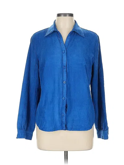 Pre-owned Kim Rogers Long Sleeve Blouse In Blue