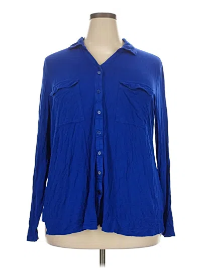 Pre-owned Kim Rogers Long Sleeve Blouse In Blue