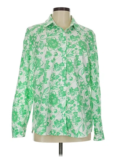 Pre-owned Kim Rogers Long Sleeve Blouse In Green