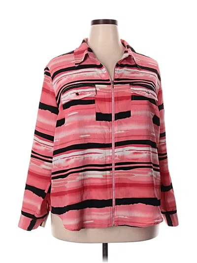 Pre-owned Kim Rogers Long Sleeve Blouse In Pink
