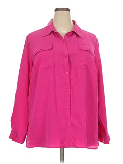 Pre-owned Kim Rogers Long Sleeve Blouse In Pink
