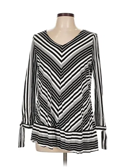 Pre-owned Kim Rogers Long Sleeve Blouse In Silver