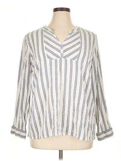 Pre-owned Kim Rogers Long Sleeve Blouse In White