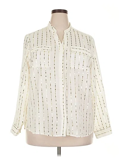 Pre-owned Kim Rogers Long Sleeve Blouse In White